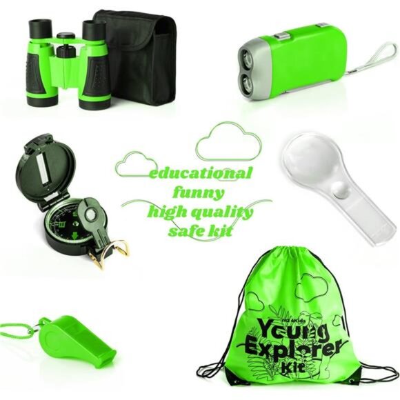Outdoor Adventure Kit for Kids: Binoculars,Compass,Magnifying Glass & Flashlight - Picture 2 of 5